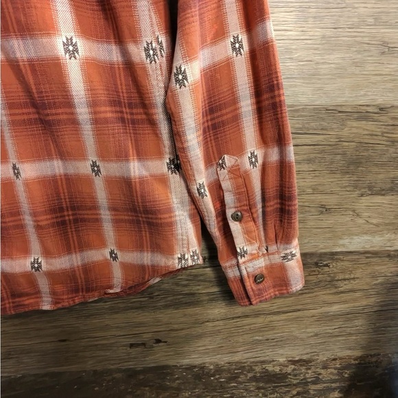 Modern Amusement Plaid Rust Orange Button Down Shirt - Picture 7 of 8